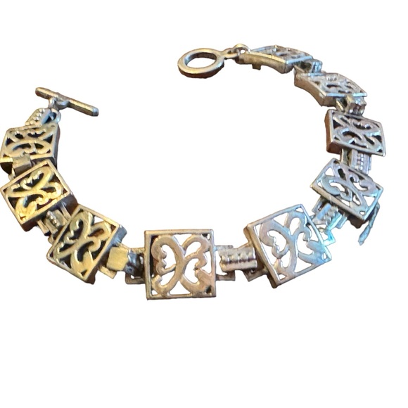 Sterling silver 925 SEZGIN square link scrolled floral bracelet - Picture 2 of 7